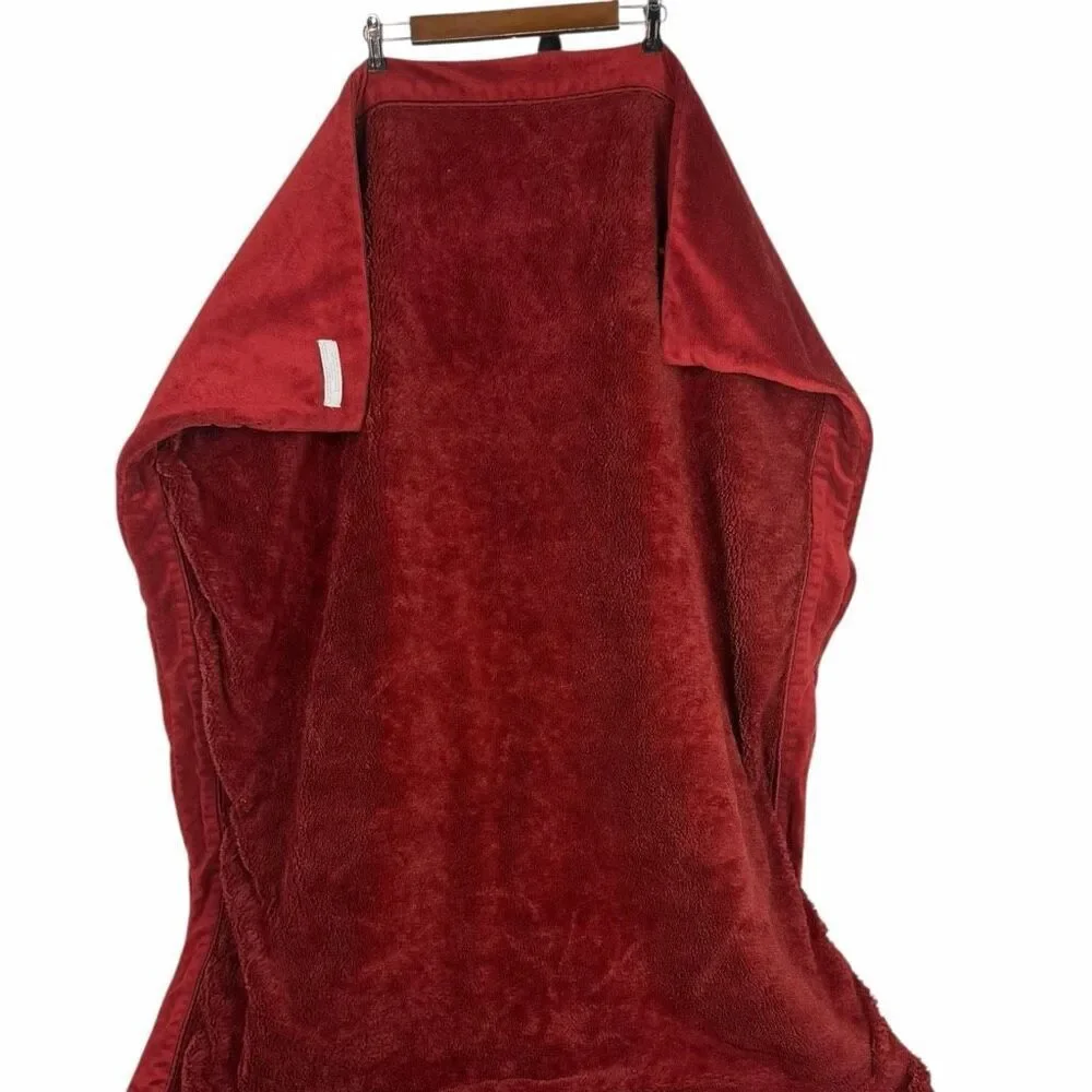 Restoration Hardware Velvet Sherpa Deep Red Plush Throw Blanket